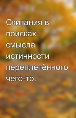 Скитания в поисках смысла истинности переплетённого чего-то.