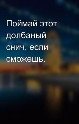 Поймай этот долбаный снич, если сможешь.